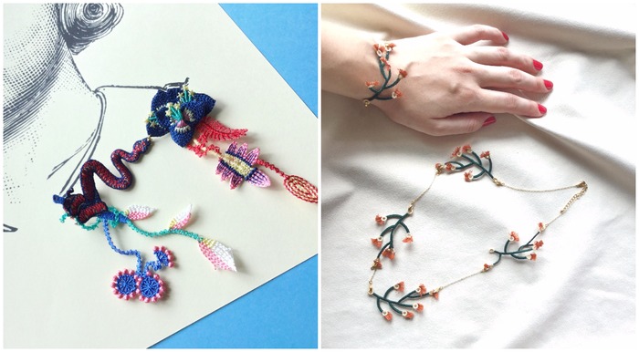 日本刺繡飾品 arro 胸針和項鍊耳環