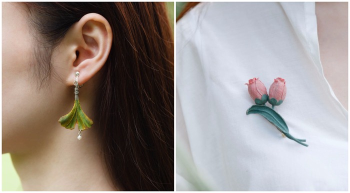 中國花草系品牌初朵 耳環 胸針