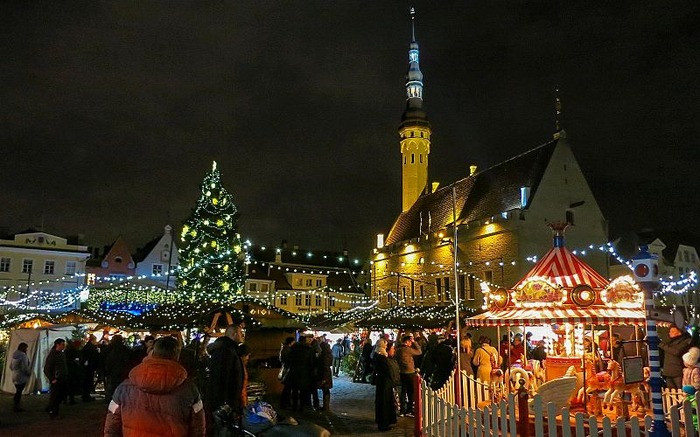 Christmas market in Tallinn Estonia Europe 