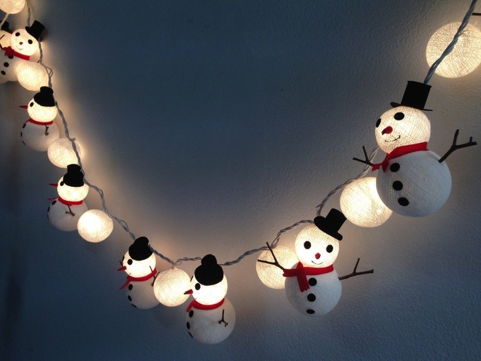 裝飾聖誕節的雪人棉球掛燈燈飾
