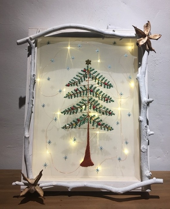 裝飾聖誕節的手工木框星星聖誕樹擺飾