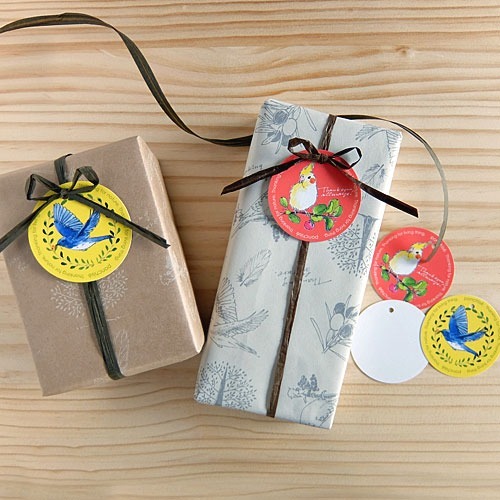 Japanese stationery bird illustration gift tags