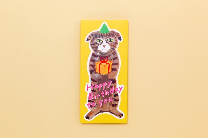 Japanese stationery cat illustration birthday card