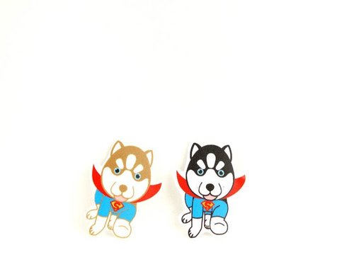 可爱q版哈士奇中张雾面防泼水贴纸