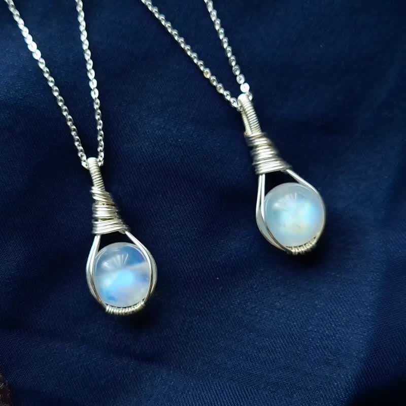 [Jazz Moon II] Moonstone sterling silver pendant/Christmas gift/exchange gift/bestie gift/ - สร้อยคอ - เงินแท้ 