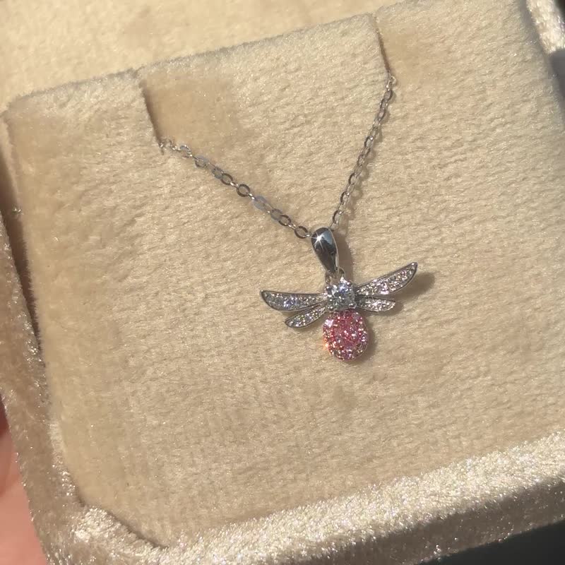 珍貴回憶天然粉鑽蝴蝶項鏈18k金 - 項鍊 - 鑽石 粉紅色