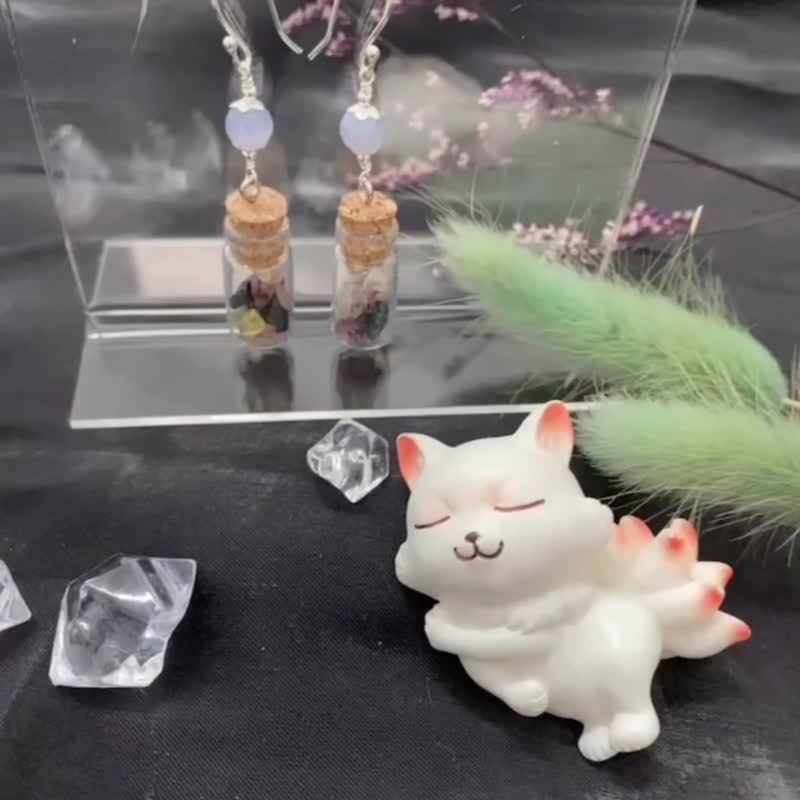 碧璽許願瓶 - 耳環/耳夾/耳骨夾 - 水晶