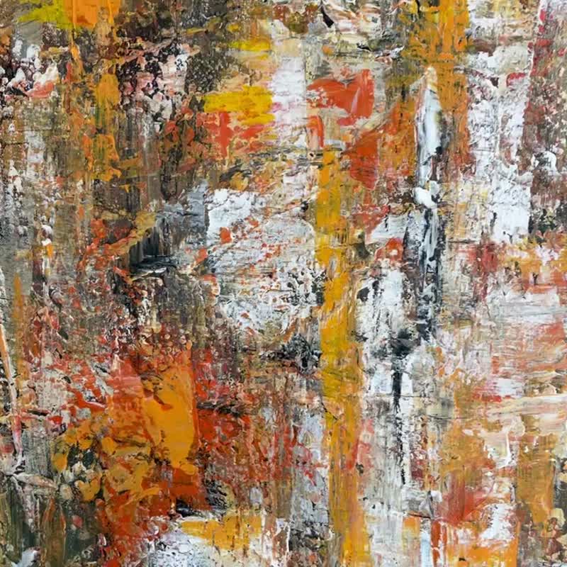 Original Orange Acrylic Paintings On Canvas Colorful Custom Hand Painted Art - 壁貼/牆壁裝飾 - 壓克力 橘色