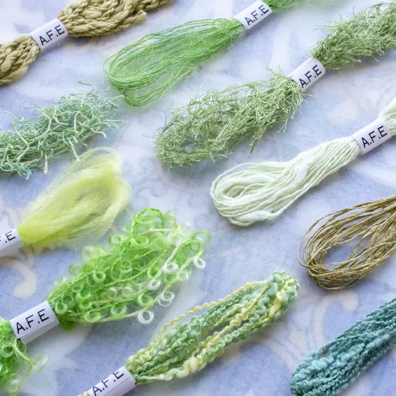 変わり糸　ライトグリーン　10色詰め合わせセット 皆様の個性ある御作品づくりに是非お使いください - 編み物/刺繍/羊毛フェルト/裁縫 - コットン・麻 グリーン