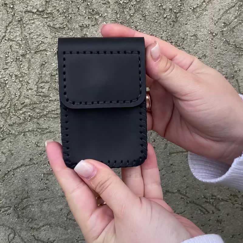 Leather Mini Pocket Card Holder / Wallet for Business Card / Leather Wallet - Card Holders & Cases - Genuine Leather Black