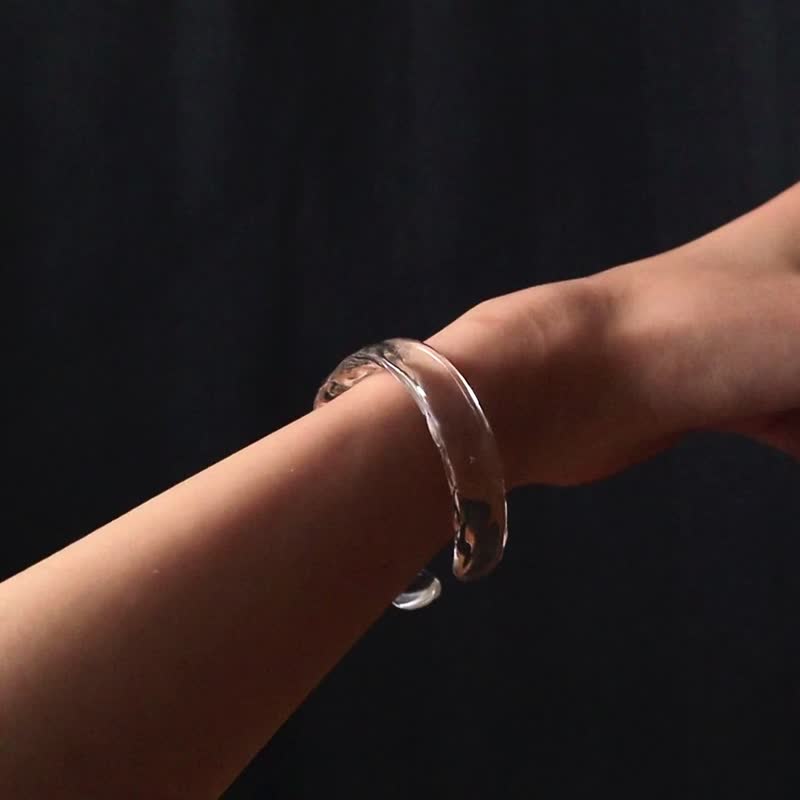 ice glass bangle glass bangle bracelet - Other - Glass Transparent