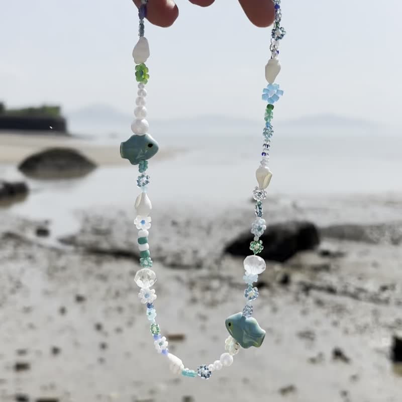 zi2.rennt beads | Sazae | beaded necklace handmade necklace seaside holiday style - Necklaces - Glass Multicolor