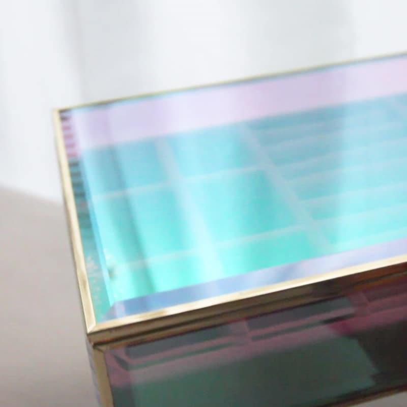 【客製化禮物】極光/歐若拉玻璃珠寶盒(長方款) - 居家收納/收納盒/收納用品 - 玻璃 多色
