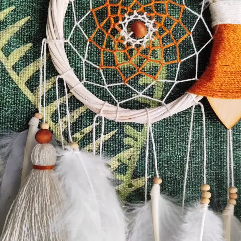 Owl Dream Catcher for Bedroom Wall | Handcrafted with Love for Serene Ambiance - Wall Décor - Wood White