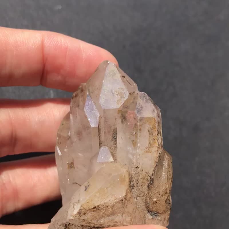 西藏 喜馬拉雅 稀有彩虹皮 浮生白水晶簇 小城堡 - 擺飾/家飾品 - 水晶 透明