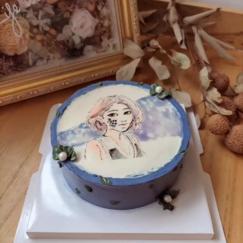 Cheesecake painting_cute portrait (5 inches) - Cake & Desserts - Fresh Ingredients Red