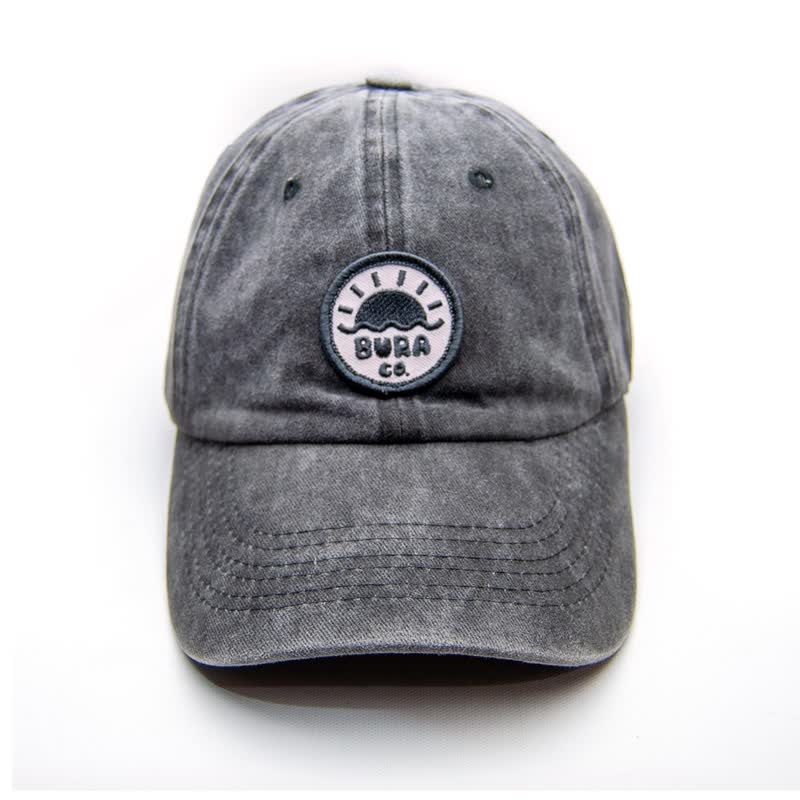 BURA Vintage Cap with Custom Designed Patch - Black - Hats & Caps - Cotton & Hemp Black