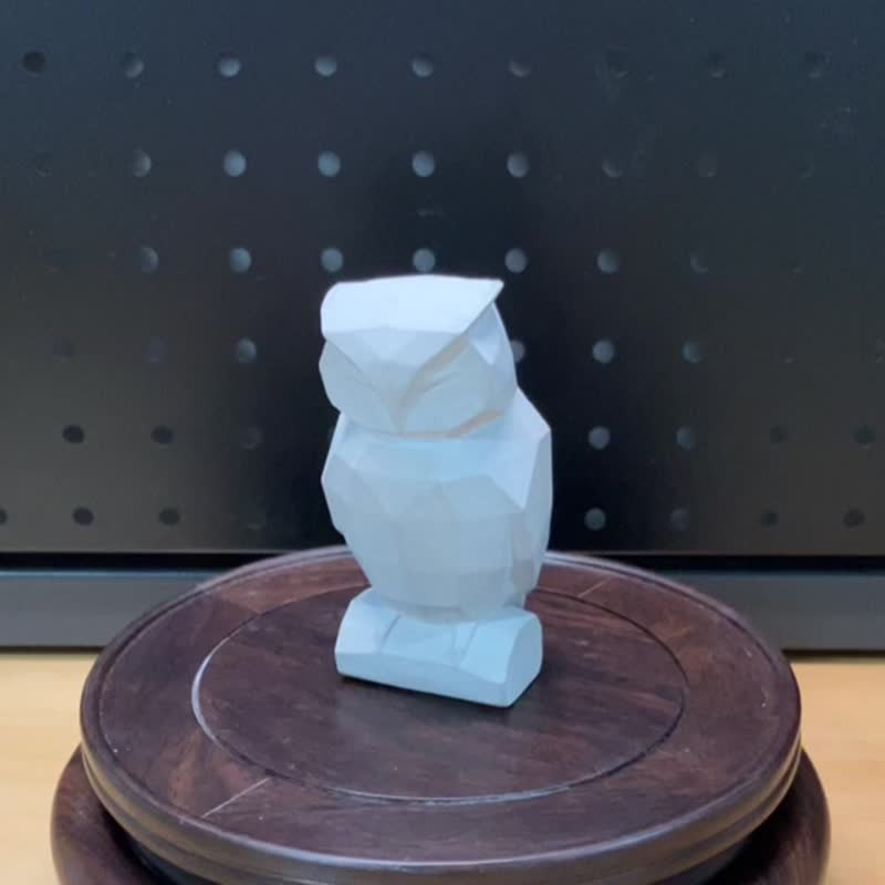 【水泥動物擺飾-貓頭鷹】Low-poly / 清水模 / 桌上療癒 / 送禮 - 擺飾/家飾品 - 水泥 灰色