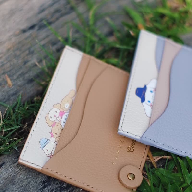 【CROSSOVER】Samuel Ashley x Cinnamoroll Leather Card Holder - Navy - Card Holders & Cases - Genuine Leather Blue
