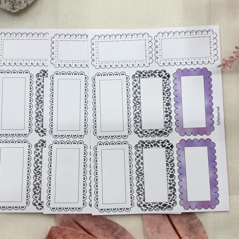 ToPeJournal-Lace square frame matte paper sticker 3pcs - Stickers - Paper 