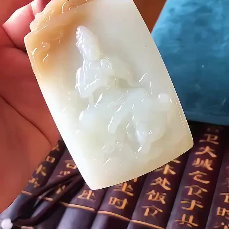和田玉糖白料 觀音菩薩 吊墜 寓意消災解難 保平安 料子細膩 - 吊飾/掛飾 - 水晶