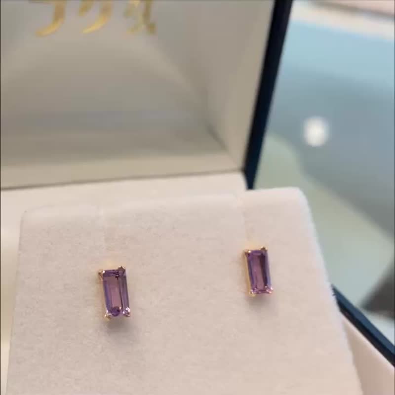 Amethyst stud earrings K18(Au750) - Earrings & Clip-ons - Semi-Precious Stones 