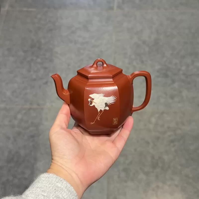 宮燈 全手工 容量280cc家藏朱泥壺身線面挺括平正輪廓線條明快挺 - 茶壺/茶杯/茶具 - 陶