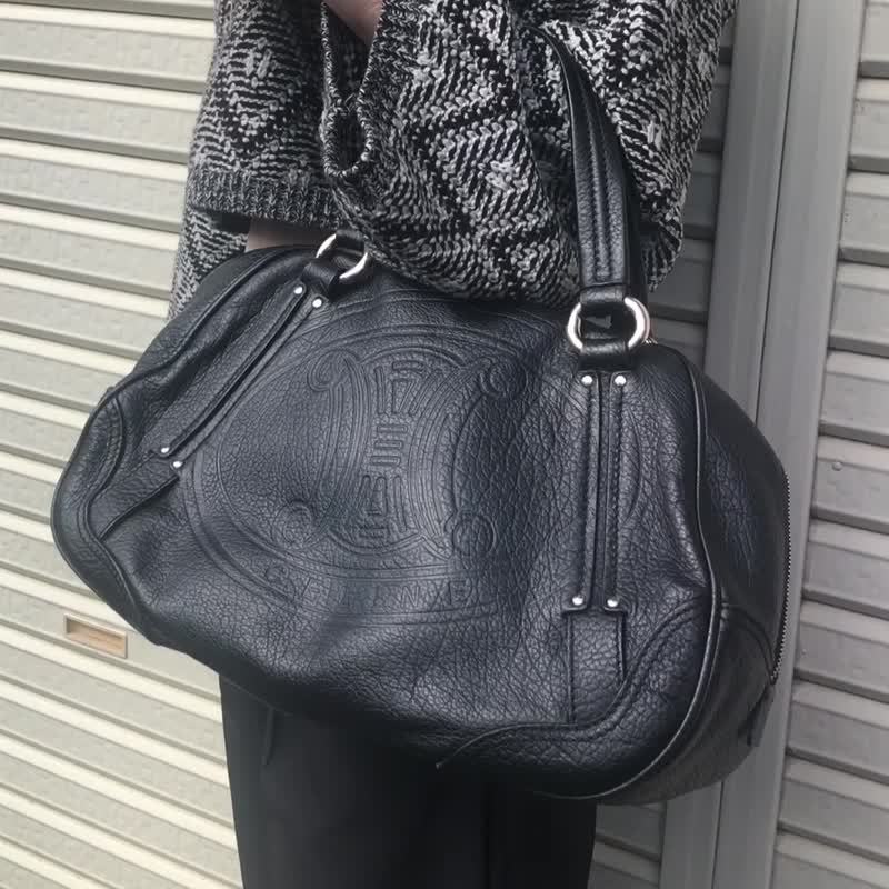 【 日本直送 名牌中古包 】CELINE セリーヌ ハンドバッグ ブラック ブラゾン型押し レザー ミニボストン vintage 2bg7ri - 手提包/手提袋 - 真皮 黑色