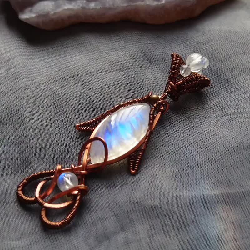[Ocean Whale Spirit] Moonstone Pendant/Earth Conservation/Life Education/Gift - Necklaces - Gemstone 