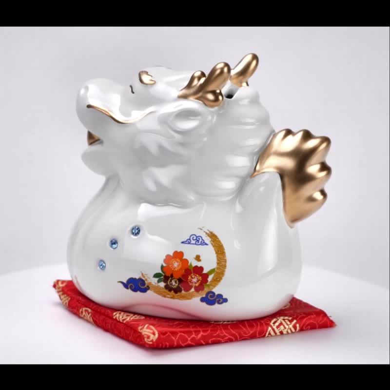 龍喜錢來 陶瓷撲滿 存錢筒 龍年禮盒 - 存錢筒 - 瓷 白色
