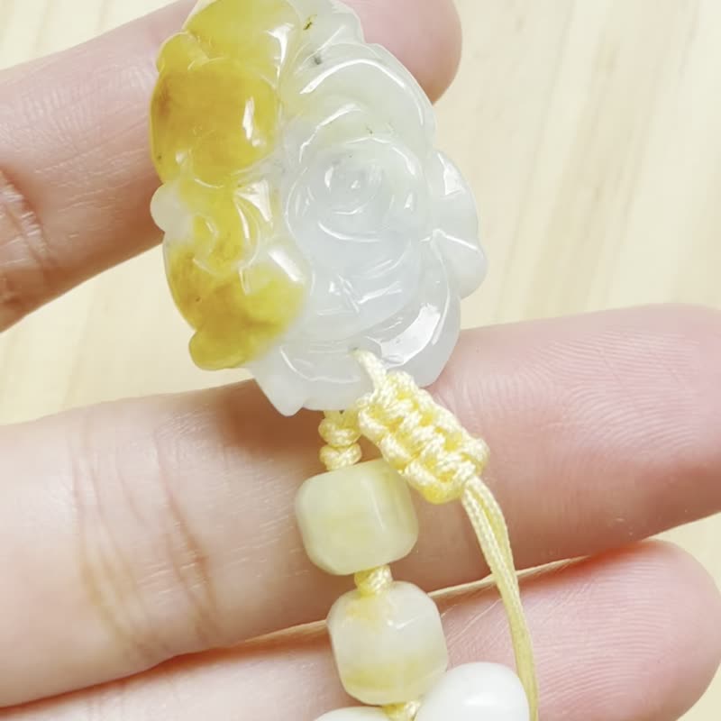 Handmade Jade Bracelet - Amber Morning Light - 手鍊/手環 - 玉石 黃色