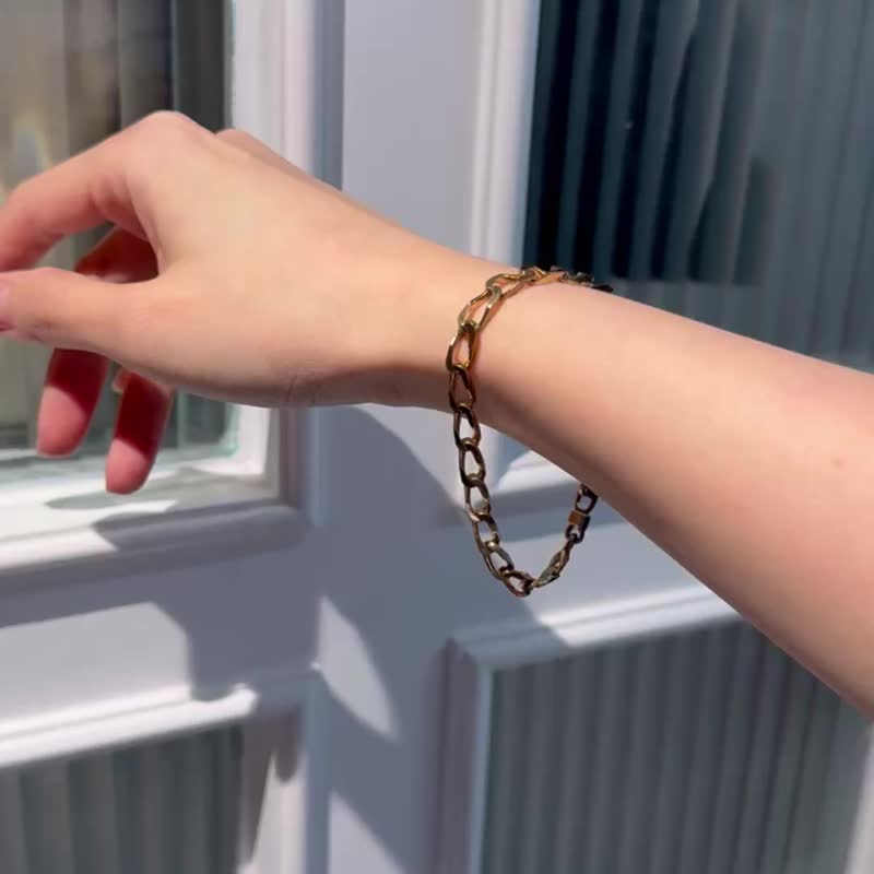 中古正品 Christian Dior 迪奧 鑊金簡約 手鍊 禮物 古董首飾 - 手鍊/手環 - 其他金屬 金色