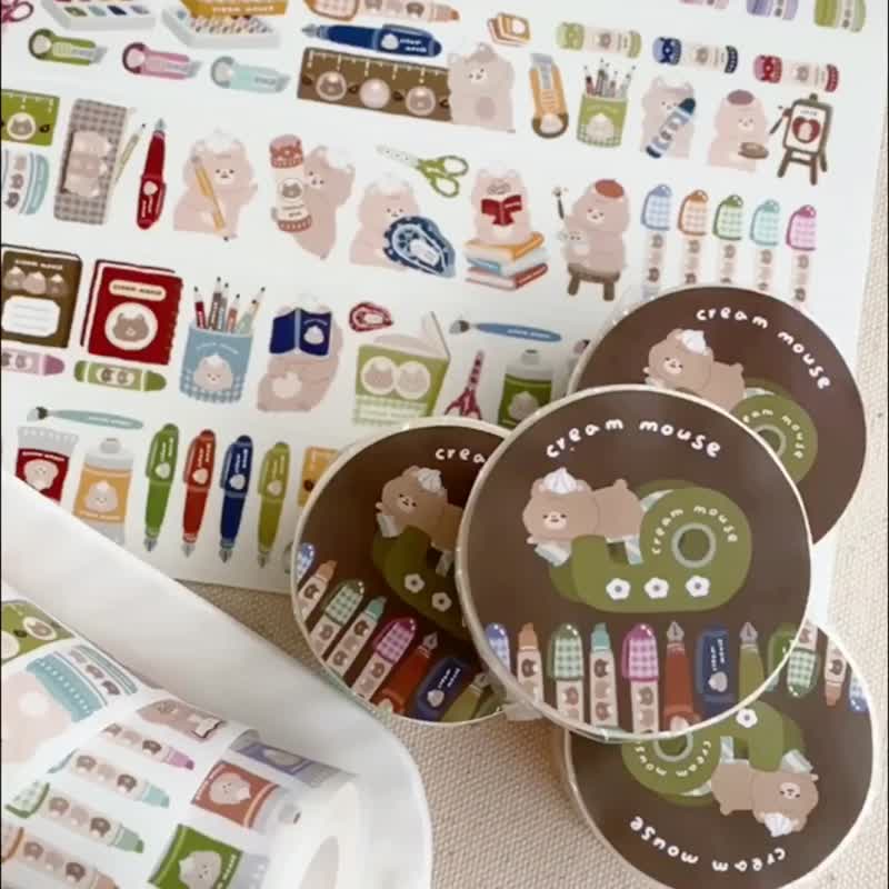 Butter Rat Stationery House 3cm Special Ink Washi Tape with Release Paper - Washi Tape - Paper Multicolor