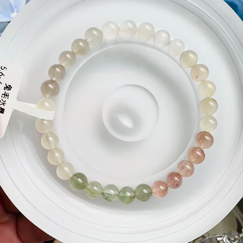 小精品拉絲氣質彩兔毛水晶5.6-6.1mm9.31g細絲星閃氣質首選 - 手鍊/手環 - 水晶 多色