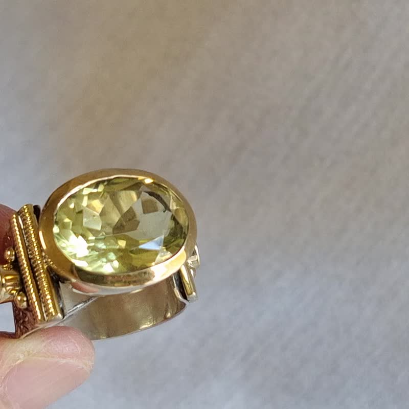 天然 檸檬晶 戒指 尼泊爾 手工製 925純銀 - 戒指 - 水晶