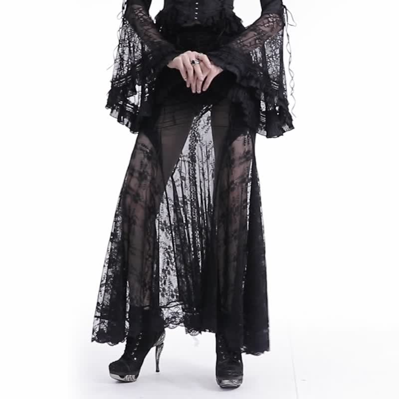 Gothic Lake Fairy Lace Mesh Hip Cover Skirt / Out of Print - Skirts - Other Materials Black