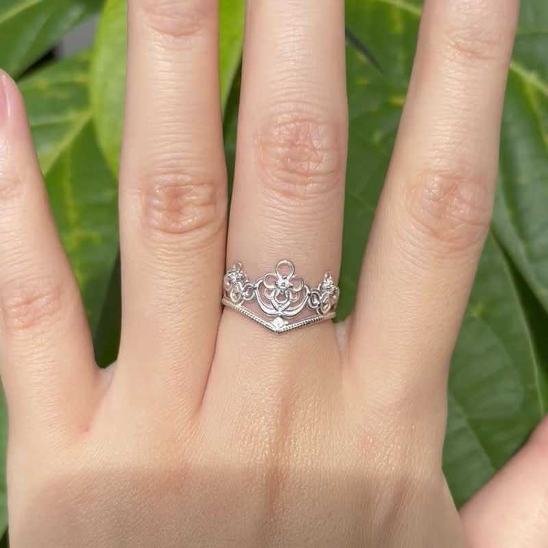 Princess Crown Ring Lace Pattern 925 Silver - General Rings - Sterling Silver 