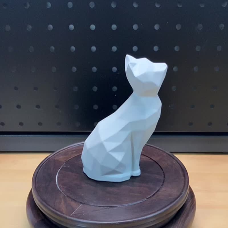 【水泥動物擺飾-貓】Low-poly / 清水模 / 桌上療癒 / 送禮 - 擺飾/家飾品 - 水泥 灰色