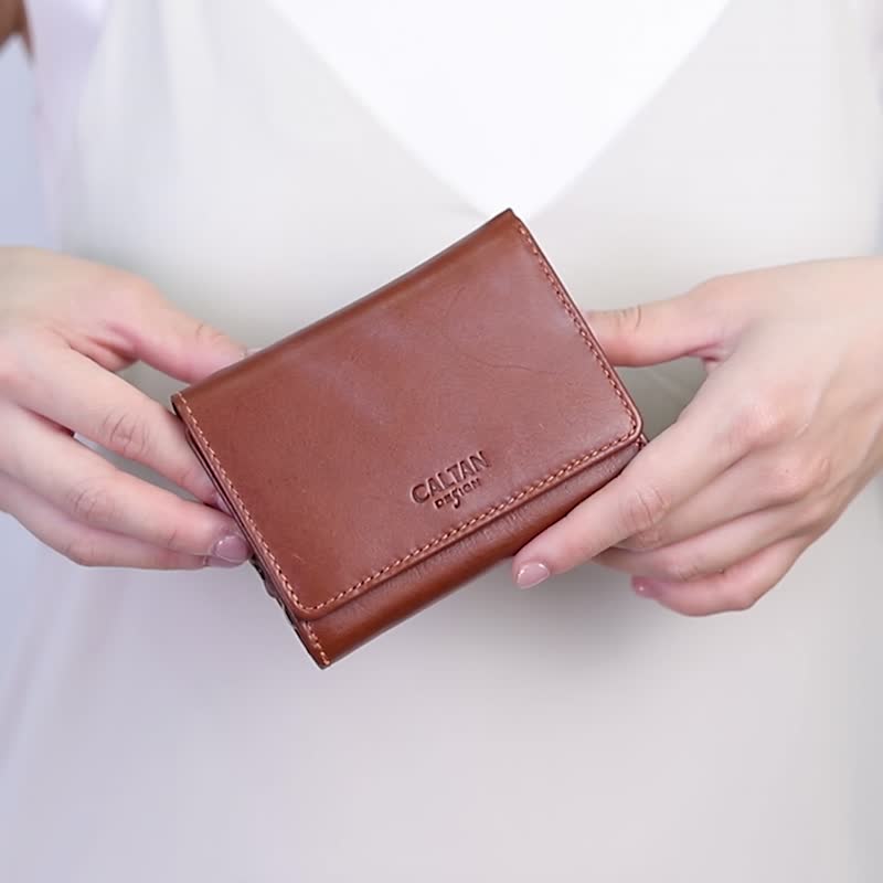 Short wallet / Genuine Leather / Brown color - กระเป๋าสตางค์ - หนังแท้ สีนำ้ตาล