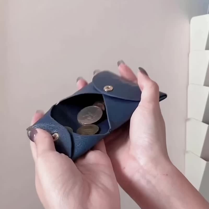 Folded coins bag folding coin purse - Coin Purses - Faux Leather Blue