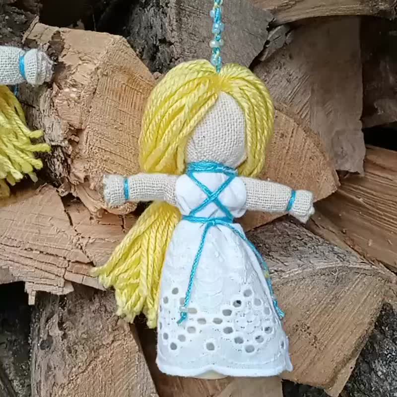 Motanka Ukrainian traditional ethnic handmade doll - ตุ๊กตา - ผ้าฝ้าย/ผ้าลินิน สีเหลือง