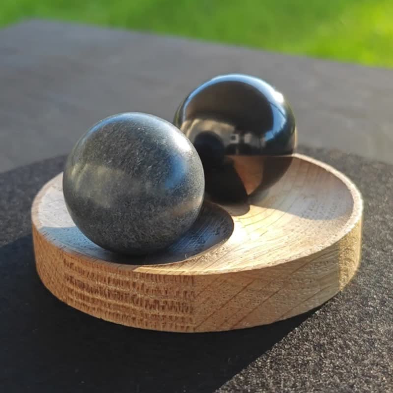 Shungite Sphere Yin Yang - Other - Stone Black