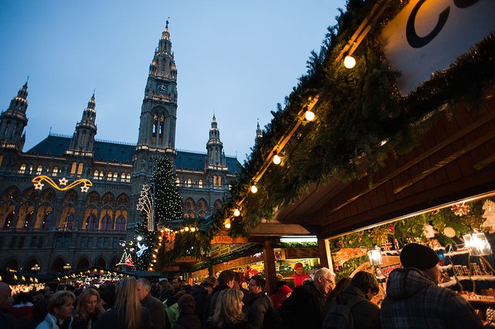 Christmas market in Vienna Austria Europe at Rathaus