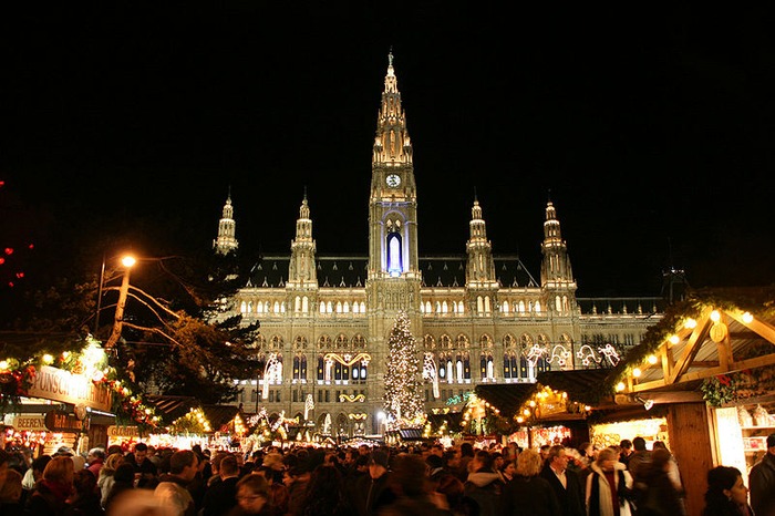 Christmas market in Vienna Austria Europe at Rathaus