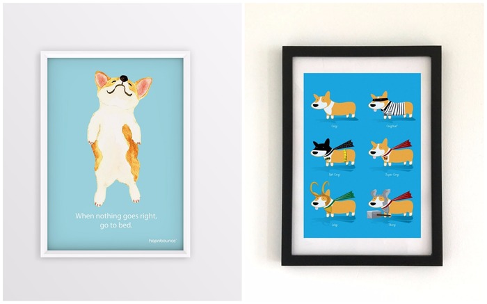 Corgi art prints