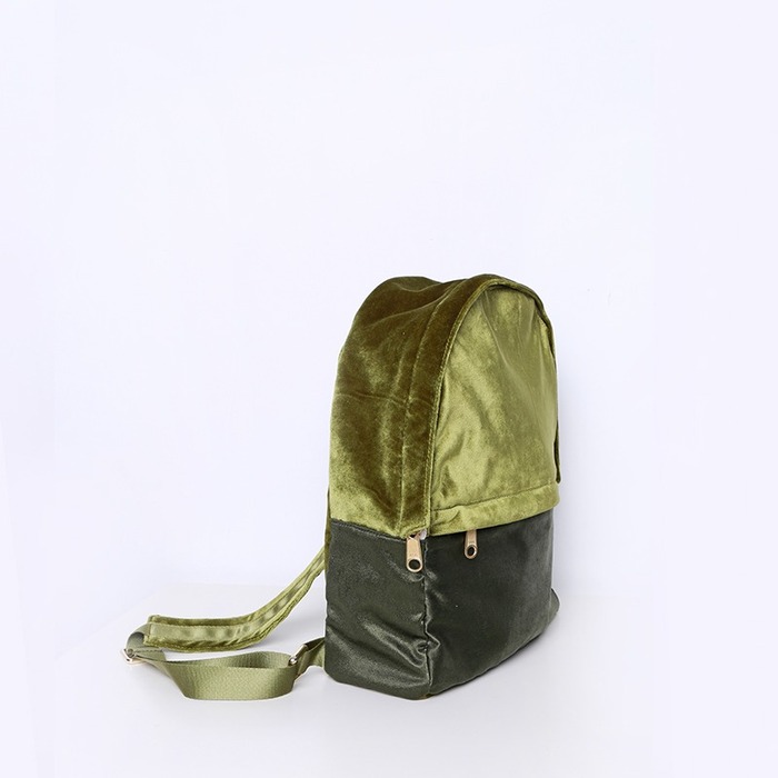 Two-tone Green Velvet Backpack