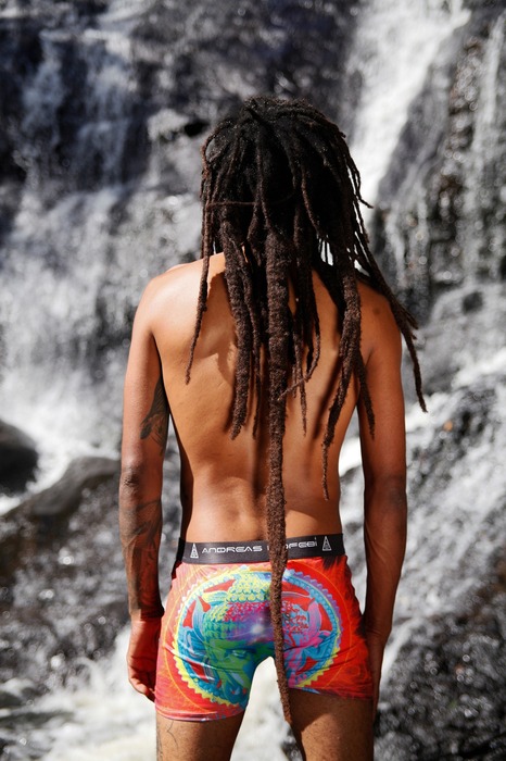 Red Nirvana boxer briefs with Bhudda print