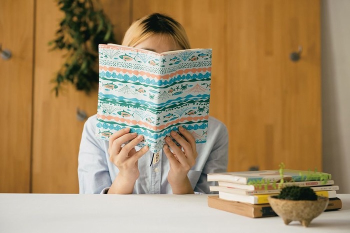 Light Blue Sea Treasures Fabric Book Cover