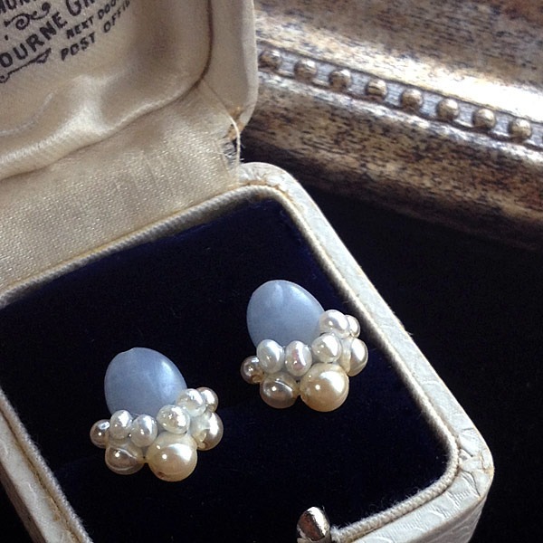 Made in Japan: Pale blue Angelite Earrings from Malle la Brocante