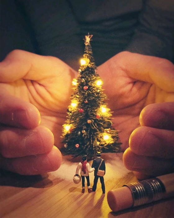 ミニチュアのクリスマスツリー